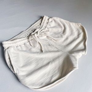 Beige Front Knot Track Shorts in Women’s size Medium